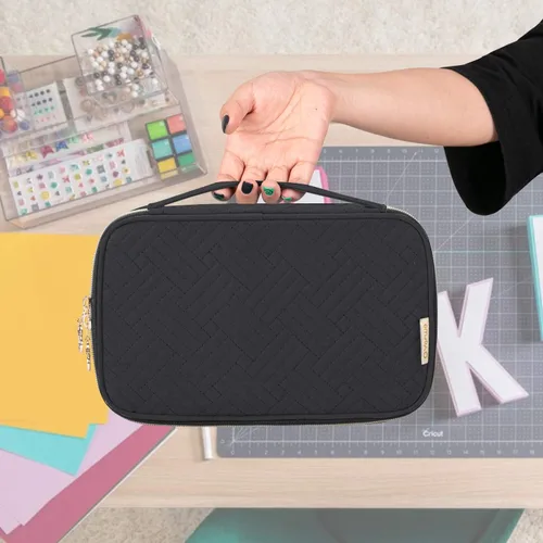 Miniatura 6 de Yarwo Estuche de transporte compatible con el juego de herramientas Cricut, bolsa organizadora de accesorios para bolígrafos de manualidades y Negro