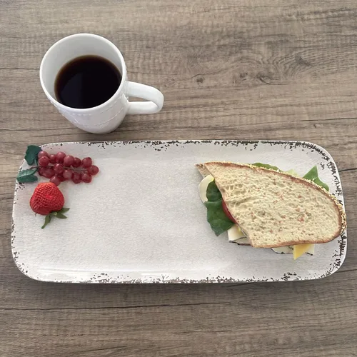 Miniatura 2 de UP ware Crackle Cream - Bandeja de servir de melamina, bandeja rectangular de 15 x 6.5 pulgadas, bandeja de alimentos sin BPA para entretenimiento