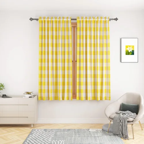 Miniatura 38 de UPOPO Cortinas de ventana Buffalo Check 122 cm de largo, cortinas de algodón para sala de estar, paneles de cortina a cuadros para dormitorio