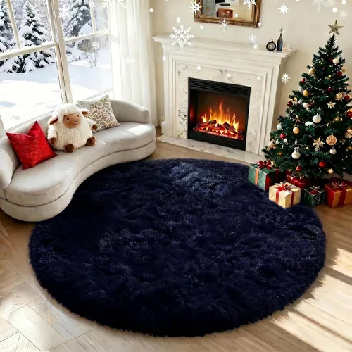 Miniatura 34 de PAGISOFE Alfombra Roja Redonda de 4 Pies, Alfombras de Área para Dormitorio, Alfombra Circular para Habitación de Niñas, Alfombras Esponjosas, Rojo