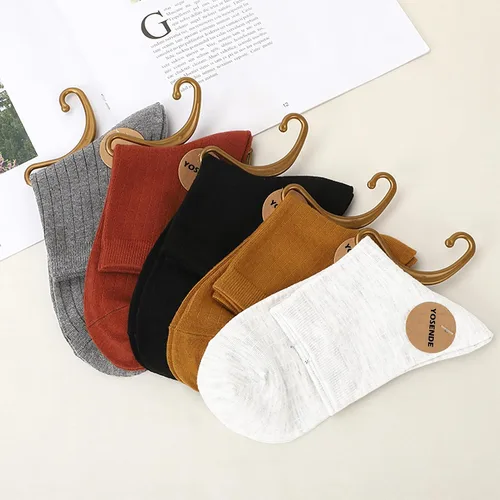 Miniatura 4 de Calcetines de algodón para mujer, calcetines clásicos de negocios, 5 pares, suaves y cómodos