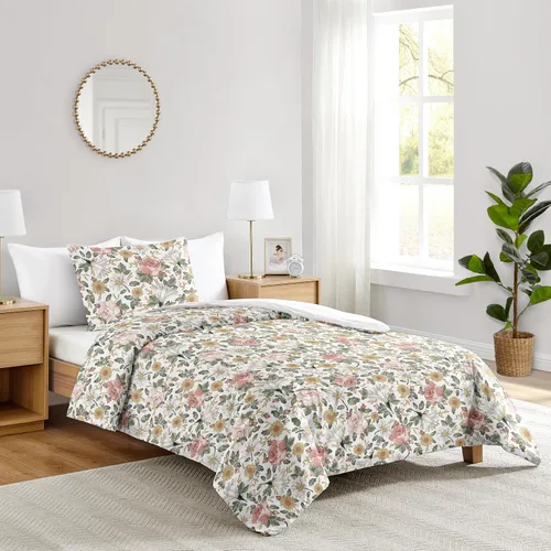Miniatura 9 de Sweet Jojo Designs Juego de edredón de 3 piezas para niños, diseño bohemio de cactus en acuarela rosa y verde, tamaño matrimonial/queen