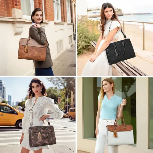 Miniatura 9 de Shrrie Bolsa para laptop de 17 pulgadas para mujer, bolsa de trabajo resistente al agua, maletín con bolso
