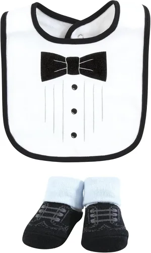 Miniatura 263 de Hudson Baby Conjunto de babero y calcetines unisex de algodón para bebé