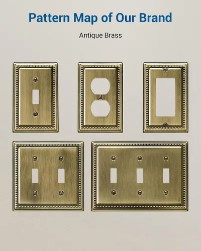 Miniatura 6 de DEWENWILS Paquete de 4 cubiertas de enchufe de metal, placas de pared de enchufe, placas de cubierta de interruptor de luz de latón antiguo, 4.92 x