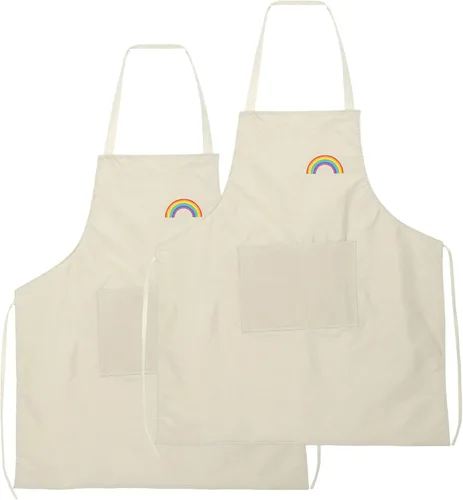 Miniatura 12 de HARFINGTON Delantal de cocina unisex para restaurante no ajustable, lavable, con 2 bolsillos