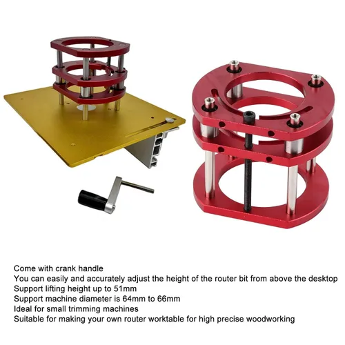 Miniatura 5 de ViaGasaFamido Router Lift 4 Jaw Lifting Jack Plataforma de sujeción Sistema de elevación de mesa de enrutador (rojo)