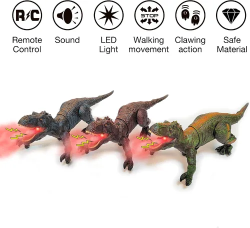 Miniatura 7 de Juguetes de dinosaurio a control remoto para niños de 3-5, 5-7, 8-12, 10-12, juguete electrónico RC T Rex Dino robot para niños, los mejores regalos