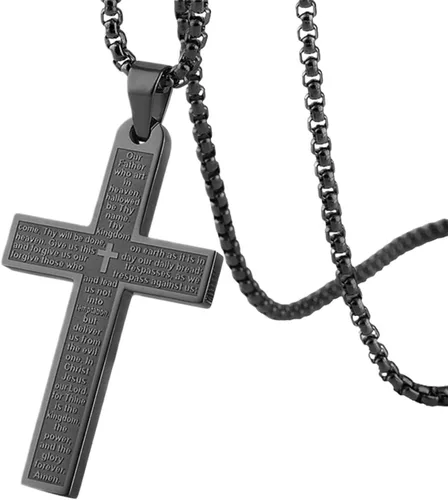 Miniatura 7 de Abalorio de acero inoxidable con cruz de automóvil con versículo de la Biblia, adorno colgante de cruz para automóvil, para hombres, mujeres y hogar