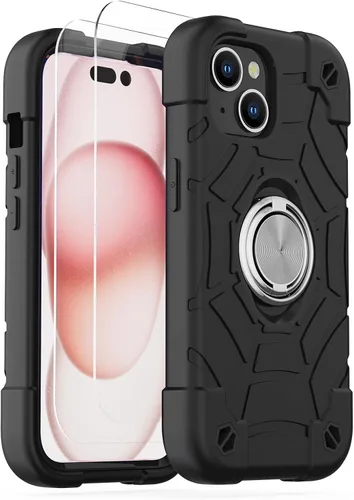 Miniatura 35 de KCJ Funda para iPhone SE 2022/2020, iPhone 8/7/6/6S, con [2×Protectores de Pantalla][Soporte de Anillo] Silicona Suave+PC Duro Protección Completa
