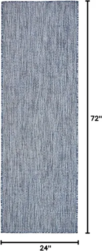 Miniatura 3 de Unique Loom Collection Alfombra de Área Plana Casual de Transición Sólida Jaspeada para Interiores/Exteriores (Pasillo 2' x 6' 1", Azul/Azul Marino)