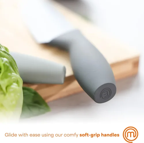 Miniatura 5 de MasterChef Juego de cuchillos de cocina con cubiertas, 6 cuchillos de chef profesionales para cocinas domésticas, hojas de acero inoxidable de corte