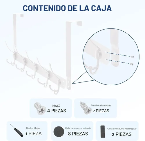 Miniatura 5 de TICONN - Perchero metálico resistente con 5 ganchos para colgar en puertas, ganchos para baños, habitaciones y dormitorios