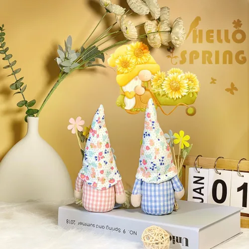 Miniatura 6 de 2 piezas de decoración de gnomos de primavera y verano, exquisito tamaño más pequeño de 7.5 pulgadas, decoración de gnomo de primavera y verano