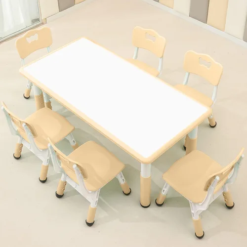 Miniatura 7 de monleelnom Juego de mesa y silla para niños, adecuado para niños y niñas de 2 a 12 años, mesa con altura ajustable, tapa que se puede pintar con 6