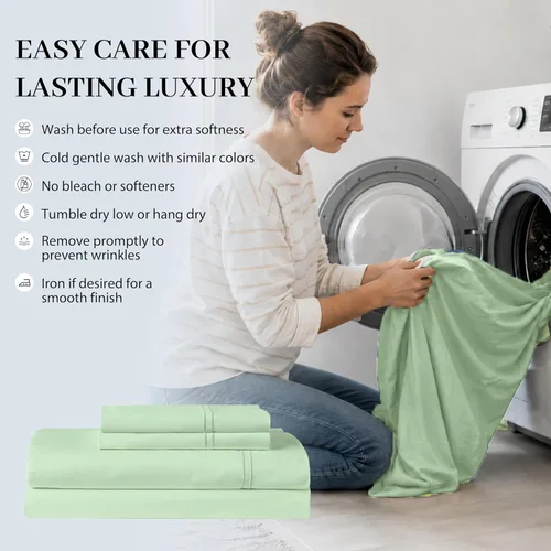 Miniatura 8 de Sábanas de Cama de Algodón 100% Natural Juego de Sábanas Cal King de Tejido Satinado de Una Sola Capa de 500 TC Ropa de Cama Sólida Transpirable