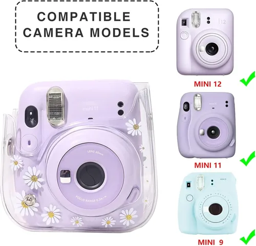 Miniatura 3 de Funda transparente para Fujifilm Instax Mini 12/13/11/9/8 - Funda para cámara instantánea Instax mini 11 con correas ajustables para el hombro