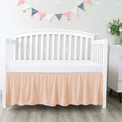 Miniatura 10 de 100% algodón egipcio, cuna de guardería infantil (24 x 38 + 10 pulgadas), falda de cuna de 800 hilos con volantes para polvo, faldas de ropa de cama