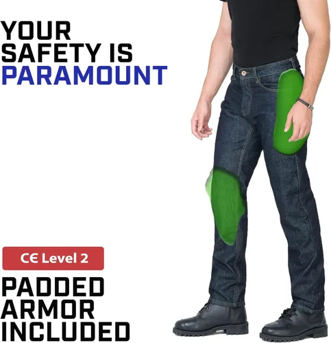 Miniatura 5 de WICKED STOCK Pantalones de Motocicleta para Hombres - Jeans de Motociclismo - Pantalones de Mezclilla con Armadura para Motocicleta Dual
