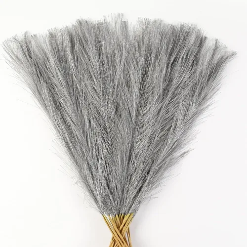 Miniatura 33 de Decoración de hierba de pampa naranja otoñal, 30 piezas de 17 pulgadas de hierba de pampa sintética, arreglo floral de hierba de pompas y relleno