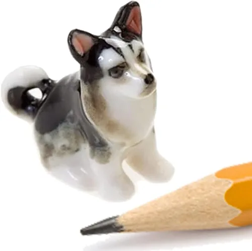 Miniatura 18 de WitnyStore Pequeño perro de pastor alemán alsaciano de pie negro y marrón de 3 pulgadas, hecho a mano, hecho a mano, de cerámica, cachorros, perros