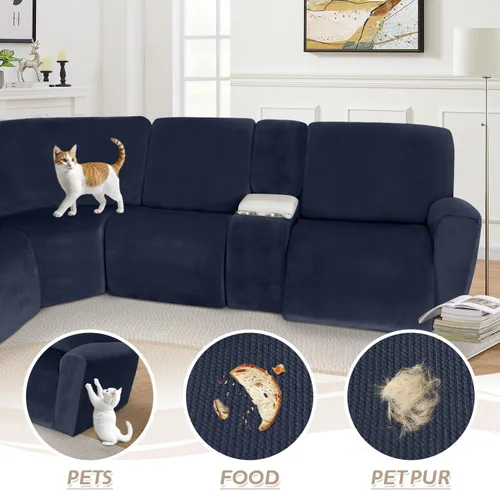 Miniatura 498 de Arfntevss Fundas de sofá seccional reclinable de terciopelo, Funda de sofá seccional de esquina para sofá reclinable, Funda elástica suave