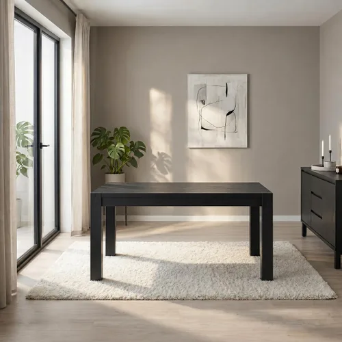 Miniatura 9 de NTC Block - Mesa de comedor moderna de 55 pulgadas, mesa rectangular para comedor, muebles de sala de estar, montaje sin esfuerzo, negro quemado