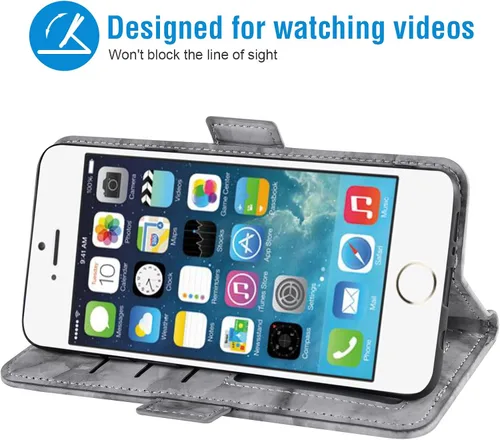 Miniatura 3 de Asuwish Funda compatible con iPhone 5S 5 SE 2016 5SE y protector de pantalla de vidrio templado, tarjetero con función atril de mármol para iPhone 5