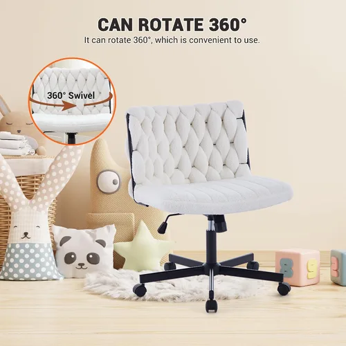Miniatura 6 de Silla de oficina giratoria moderna, silla de escritorio sin brazos con diseño cruzado con asiento de 25.5 pulgadas de ancho, capacidad de 300