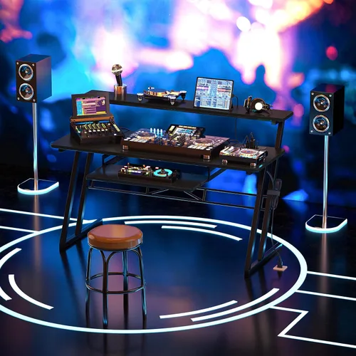 Miniatura 7 de Escritorio de producción de estudio de música Armocity - Escritorio de estudio de grabación para productor con toma de corriente, estación