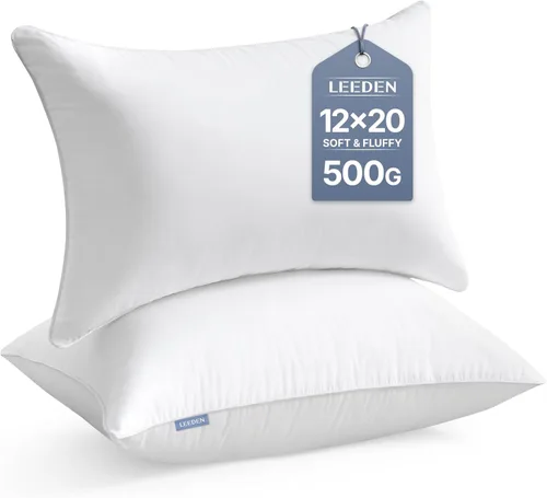 Leeden - Juego de 2 rellenos de almohada de 30 x 50 cm, insertos de cojín con funda de 100% algodón, insertos rectangulares decorativos para sofá