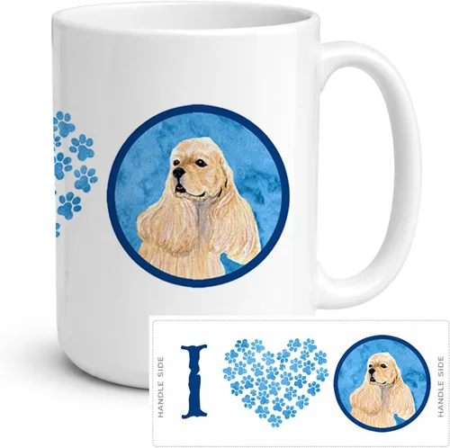 Caroline's Treasures SS4798-BU-CM15 Cocker Spaniel - Taza de café de cerámica apta para lavavajillas, apta para microondas, 15 onzas, SS4798, 15
