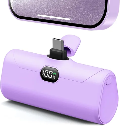 Miniatura 8 de Cargador de teléfono portátil USB C para iPhone 17 Pro Max, mini banco de energía de 5000 mAh con pantalla digital y soporte duradero para teléfonos