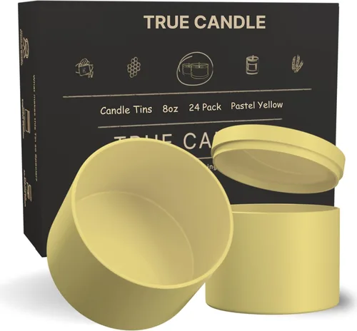 Miniatura 8 de True Candle Latas para hacer velas – Paquete de 24 recipientes de vela negros de 4 onzas a granel de 4 onzas – Latas vacías con tapas para velas