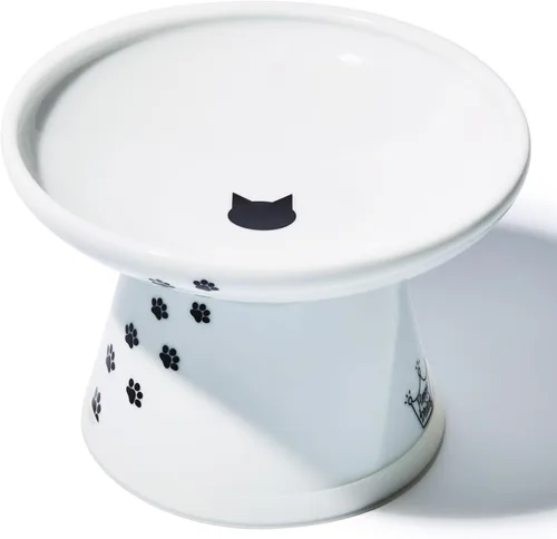 Serie de tazones de comida para gatos Necoichi Happy Dining, tazón elevado de comida para gatos de interior para fatiga de bigotes, apto para