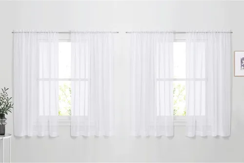 Miniatura 22 de NICETOWN Cortinas traslúcidas de gasa para ventana de dormitorio, bolsillo para barra, elegantes cortinas traslúcidas ligeras que llegan al suelo