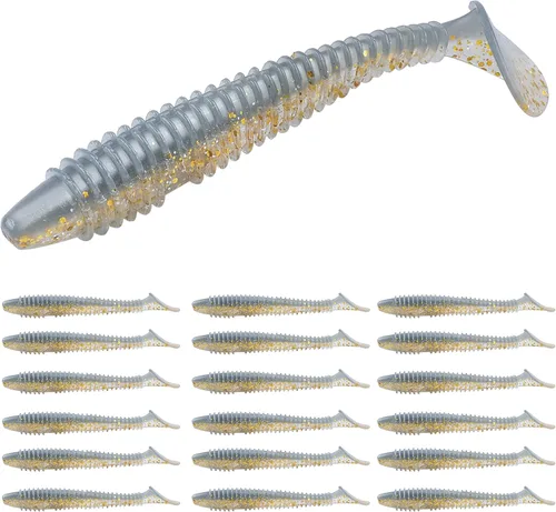 Miniatura 14 de RUNCL Swimbaits - Paleta de 10/20/30/40 unidades, cola de paleta de 5/4/3/2 pulgadas, señuelo suave para lubina de trucha, cebo de plástico duradero