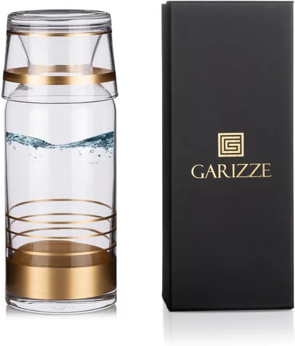 Miniatura 8 de GARIZZE Juego de jarra de agua y vidrio para dormitorio, juego de jarra de noche y vidrio, decantador de enjuague bucal para baño, jarra de agua
