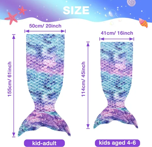 Miniatura 6 de Catalonia Manta de cola de sirena para niños, manta de franela de felpa súper suave para niñas, galaxia, patrón de escamas de pez, idea de regalo