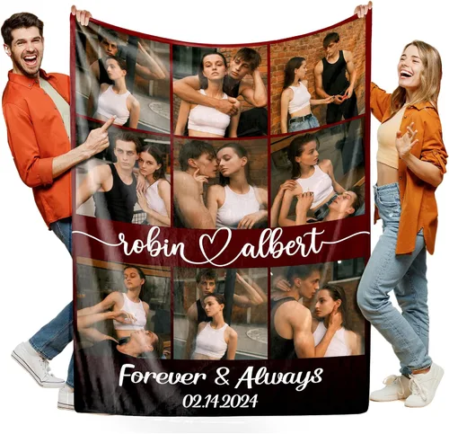 Miniatura 11 de Manta personalizada con foto, manta de collage personalizada con tu propia imagen, fabricada en Estados Unidos, regalo para ella, él, mujeres