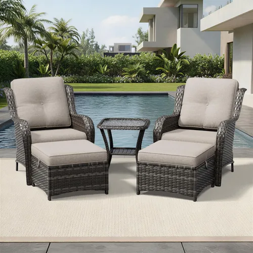 Miniatura 77 de Joyside Juego de sillas de mimbre para patio, juego de 3 piezas de mimbre para exteriores con 2 sillas reposabrazos y 1 mesa auxiliar para terraza