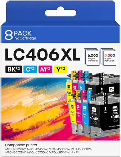 LC406XL LC406 - Cartuchos de tinta compatibles con Brother LC406XL LC 406XL LC 406 para impresora MFC-J4335DW MFC-J5855DW MFC-J4535DW MFC-J4345DW