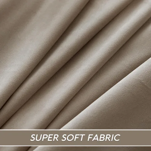 Miniatura 6 de RYB HOME Cortinas de terciopelo beige camello de 84 pulgadas, cortinas de ventana de 2 capas resistentes con cinta plisada, cortinas opacas