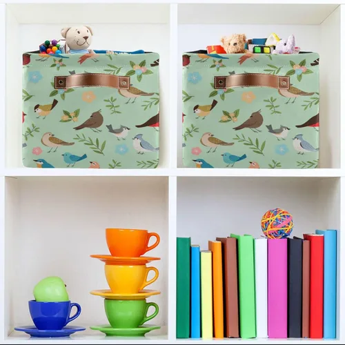 Miniatura 7 de ALAZA Cesta de almacenamiento de pájaros y flores para estantes para organizar el armario, estante del cuarto del bebé, juguete de la guardería