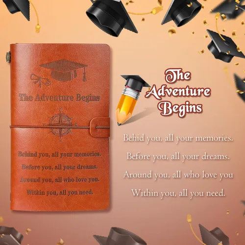 Miniatura 5 de Fainne Regalos de graduación, diario de cuero 2026, regalo de graduación para ella y él, 136 páginas, diario The Adventure Begins College Grad
