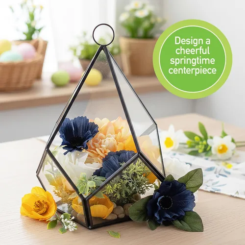 Miniatura 2 de D'Eco - Centro de mesa con forma de lágrima de cristal (6 x 6 x 7 pulgadas), terrario para mesa o colgante, decoración de primavera para el hogar