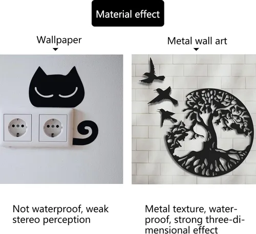 Miniatura 3 de Arte de pared de metal con árbol de la vida, escultura de pared de árbol genealógico, arte de pared moderno para sala de estar, jardín, oficina
