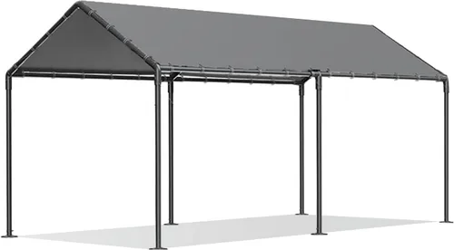 Miniatura 3 de Grezone Cochera resistente de 10 x 20 pies, garaje portátil para auto, resistente a los rayos UV, para automóvil, camión, barco, automóvil (gris)