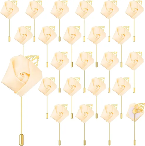 Miniatura 11 de Zeyune 24 piezas de bolsillo para ojales de boda Boutonniere Rose Boutonniere para hombres, bodas y fiestas de graduación (azul)