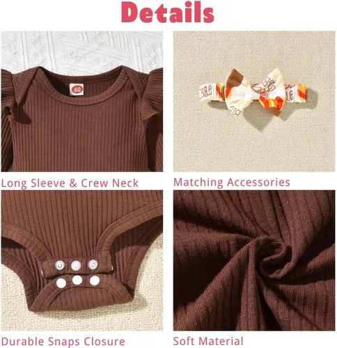 Miniatura 109 de Aalizzwell Conjunto de mameluco acanalado para bebé recién nacido prematuro para otoño e invierno